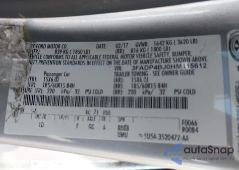 2017 Ford Fiesta Se from USA, damaged, VIN 3FADP4BJ0HM115612